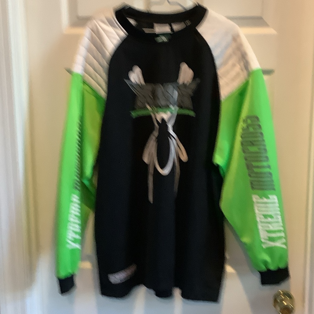 Black & Neon Green Graphic Pullover Motocross jersey- Men